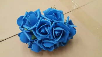 100pcs Azul Royal Realista Artificial Macio de Espuma de Rosas Brotar de Flores Para Casamento Arranjo de Flor