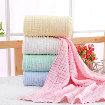 105x105cm Algodão 6 Camadas de Gaze de Malha Cobertor para Bebê, Toalha de Banho Jogar Cobertores Quentes de Viagem Leito Macio Cobertor Colchas