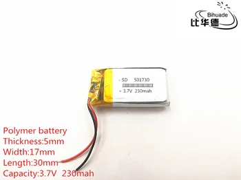 10pcs/lot 3,7 V 230mAh 501730 de Polímero de Lítio Li-Po li Bateria Recarregável de íon de células Para Mp3 MP4 MP5 brinquedo móvel bluetooth