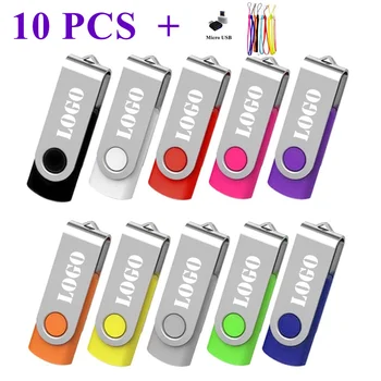 10PCS/LOT Logotipo Personalizado Usb Flashdrive USB 2.0 Pen Drive 4gb 8gb 16gb 32gb Pendrive de 128 mb de Memória Stick de memória Flash de Alta Velocidade da unidade