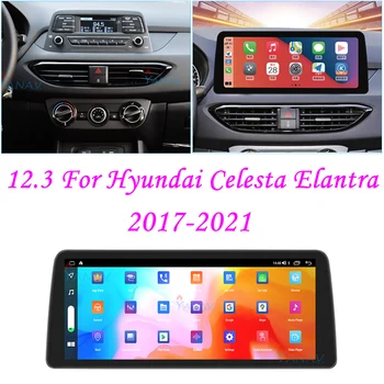 12.3 polegadas com 128GB de Rádio de Carro Para Hyundai Celesta Elantra 2017-2021 Android10 Auto Estéreo CarPlay Vídeo Wifi GPS de Navegação de Calor Unidade
