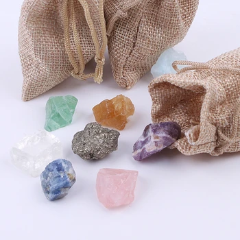 12pcs Coleção de Minerais Chakra Amostra Raw Natural de Pedra de Cristal Para Crianças, Decoração de pedra preciosa