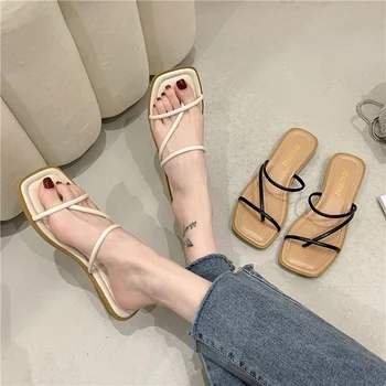 2022 Mulheres Chinelo Sandálias Da Moda Clipe De Dedo Do Pé De Televisão Flip-Flops Pulseira De Tornozelo Ocos Casuais Sapatos De Verão Ao Ar Livre Calçados