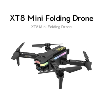 2022 XT8 Mini RC Drone 4K HD duas Câmeras wi-FI FPV RC Quadcopter Pressão de Ar Fixa da Altitude DIODO emissor de Luz de Helicóptero Presentes Meninos Brinquedo