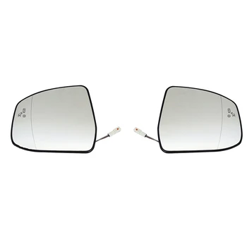 2Pcs Porta Asa Lado do Espelho de Vidro Aquecido Aviso Ponto Cego com Placa de Apoio para Ford Focus MK2, MK3 Mondeo MK4 L+R