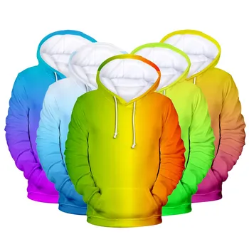 3D Hoodie dos Homens 2021 Mens e Mulheres Camisolas Personalizadas Gradiente de Cor Hoodie dos homens de Cor Pura Capuz arco-íris Harajuku jumper tops