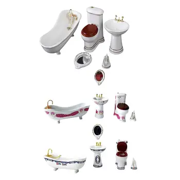 5 Peças em Miniatura de Banheiro em Miniatura Lavatório para Banheiro, Quarto de Decoração do Banheiro
