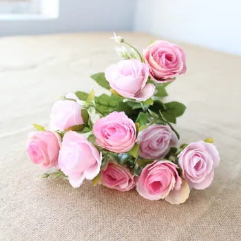 5 ramos de MINI Rosas com flores Artificiais de seda, decoração de flores de flores para a festa de casamento em casa celebração