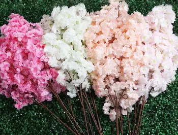 6pcs Falso Cerejeira em Flor Ramo Begônia Sakura Árvore de Tronco para Eventos de Casamento Árvore Deco Artificial Flores Decorativas