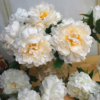 7pcs/ Monte Artificial Peônia Ramo de Flores de Seda para a Decoração Home do Casamento Falso Flor Diy de Casamento Floral Flor de Peônia Parede