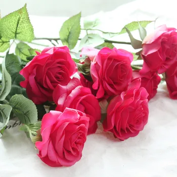 8 cabeças Coloridas Flores de seda artificial flor Rosa de Decoração de Casa para o casamento do pequeno toque real rosas, bouquet, decoração