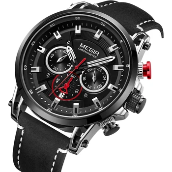 A Marca de moda masculina Relógio Cronógrafo de Quartzo Relógios de Homem Pulseira de Couro Relógio de Desporto do Exército Data de Relogios de Pulso de Masculino
