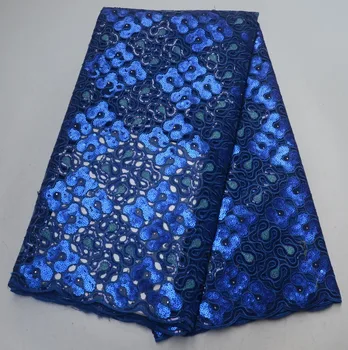 Africana Lantejoulas Tecido do Laço 2019 Bordado em Organza com Laço de Tecido de Alta Qualidade francesa, Tule Tecido de Renda Para Mulheres de vestido ML7612