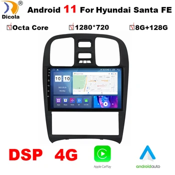 Android 11 de Rádio de Carro Para Hyundai Santa FE 2004-2012 de Navegação GPS 1280*720 IPS DSP Carplay Player de Multimídia de Auto Estéreo DVD