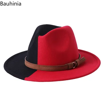 Bauhinia Chapéus de Fedora para as Mulheres formam a colcha de Retalhos Panamas Vestido Formal Cap Homens Sentiram Jazz Chapéus Sombreros De Mulher