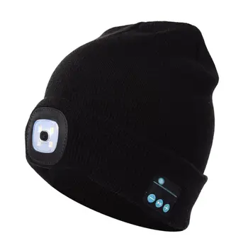 Bluetooth Chapéu de Gorro de Mãos-Livres sem Fios de Malha LED Recarregável do USB para o Inverno de Fitness, Esportes ao ar livre Presentes de Natal