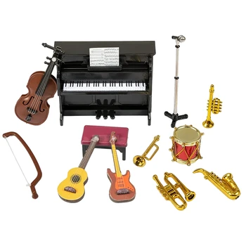 Casa de bonecas em Miniatura de um Instrumento Musical de Conjunto 12Pcsmini Casa de bonecas Instrumento Musical, Modelo de Decoração de Casa de bonecas Acessórios