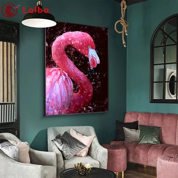 completo a praça do diamante pintura Moderna animal de arte, flamingo imagens para bordados diamante redondo mosaico, pinturas de parede decoração