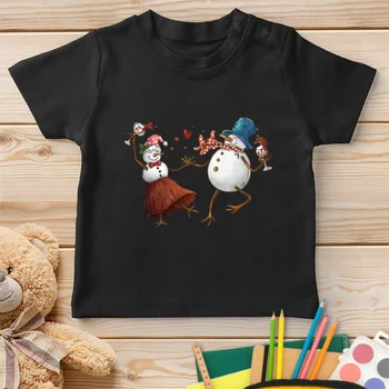 Coquetel De Dança Do Boneco De Neve Do Natal Personalizado Estilo Curto T-Shirt De Impressão Personalizado Pode Personalizar O Padrão Que Você Deseja