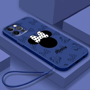 De Disney do Minnie do Mickey de Luxo Caso de Telefone Para o iPhone da Apple 14 13 12 11 Mini XS Pro Max X XR 8 7 6 Além de SE Líquido Suave Cobertura do cabo