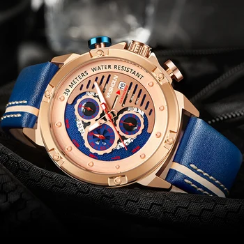 De Ouro, Relógios De Luxo Para Homens Relógio De Pulso Cronógrafo De Esportes Militares Relógios Multifuncional Design Exclusivo Do Sexo Masculino Relógio Reloj Hombre