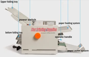 Elétrica da dobra do papel de máquina de max papel 210x620mm, de alta velocidade, de 4 de dobramento de bandejas, de grande carga de trabalho para manual do utilizador