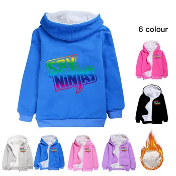 Espião Ninjas Cartoon Casaco de Inverno para Menina Crianças Blusas Sólido com Capuz Casaco Bebê de Moda Filhos de Casacos das Crianças Casaco de Pele para Baixo do Brasão