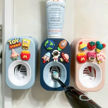 Família de pasta de dente espremedor de desenhos animados pessoa criativa montagem na parede a instalação de pasta de dente espremedor de livre soco escova de dentes da cremalheira