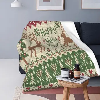 Feliz Natal a Alegria Cobertor de Lã Decoração flocos de Neve Árvore Elk Multifuncional Leve Jogar um Cobertor para Casa de Carro Colcha