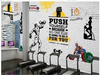 Foto 3d papel de parede 3d murais papel de parede para parede 3 d Ginásio mural personalizado Retro esporte clube de fitness musculação na parede do fundo