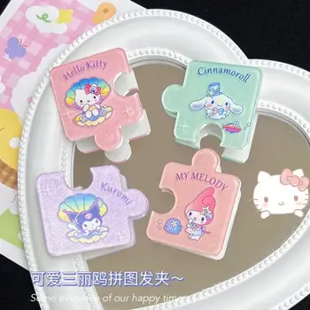 Kawaii Sanrio Hello Kitty Kuromi Mymelody Cinnamoroll Jigsaw Gancho De Cabelo Clip Franja Cocar Flash Pó De Presente De Natal Para A Menina