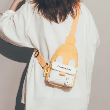 Lona Peito Bolsa Feminina Ins coreano Literatura e Arte Messenger Bag 2021 Nova Moda Fresco Pequeno e Bonito de Todos-jogo Saco de Ombro