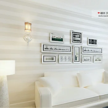 Moderno, simples, não-tecido de papel de parede de listras verticais arroz branco bege papel de parede sala quarto de hotel em cor lisa