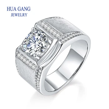 Moissanite Anéis 2CT Brilhante de Anéis de Noivado de Diamantes Para o Menino Homem Promessa de Presente da Jóia da Prata Esterlina