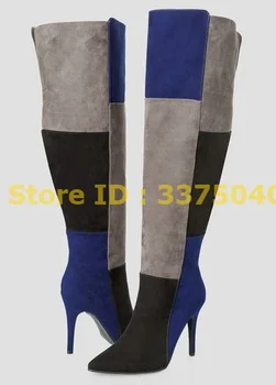 Mulheres de Outono Inverno Botas Over-the-knee Stiletto Cores Misturadas Popular Avant-garde de Street Style Moda Sapatos femininos