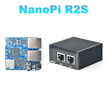 Nanopi R2S Roteador RK3328 1GB de memória RAM DDR4 Com CNC caixa de Metal Mini Roteador Dual Gigabit Porta SBC Openwrt Sistema