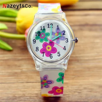 nova moda das mulheres relógio de quartzo colorido dial meio a meninas estudantes coração flor do rosto de silicone crianças geléia relógio Reloj femenino