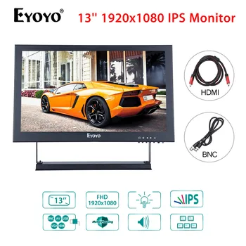 NOVO Eyoyo 13 polegadas HDMI do Monitor IPS 1920x1080 BNC/VGA/Saída AV Para CCTV de DVD do PC Portátil DVR, Câmera CCD Ecrã LCD 1080P