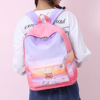 O coreano Fresco de Viagem Mochila Impermeável Sacos de Escola para os Adolescentes Bonito Bookbag Mulheres de Nylon Mochila Meninas Kawaii Pacote de Volta