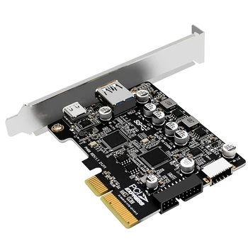 PCIE3.0 A USB3.2 Um Tipo de Porta-C Dianteiro Tipo-E 19P/ 20P Completo-Interface de Placa de Expansão de 10 Gbps de Alta Velocidade Placa de Adaptador de