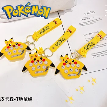 Pokemon Descompactar Brinquedos Pikachu Bag duplo Pingente Anel de Chave Elétrica de Lazer Máquina de Jogo de Anime Figura de Modelo para Crianças Presentes