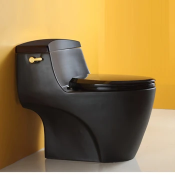Preto fosco personalidade de bombeamento de adultos, wc, casa cor cerâmica spray sifão anti-odor criativo toalete de Uma Peça Closestool