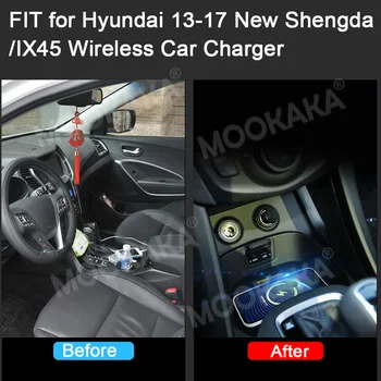 QI Carro Infravermelho Rápido Carregador sem Fios Para Hyundai Novo Shengda/IX45 2013-2017 Carro de Infravermelhos do Telefone do Carro de Titular Para o iphone Samsung