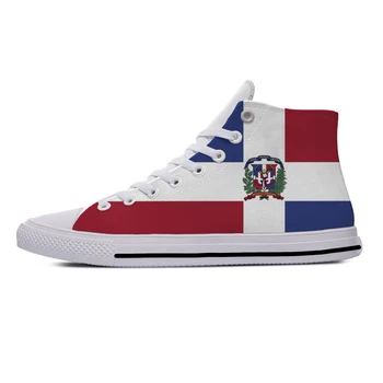 Quente República Dominicana Bandeira Do Orgulho Patriótico Moda Casual Sapatos De Alta Respirável Superior Homens Mulheres Tênis Leve Conselho De Sapatos