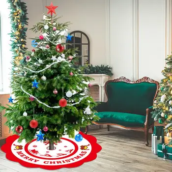 Rodada Da Árvore De Natal Saia De Desenhos Animados Laço De Fibra De Poliéster De Papai Noel Elk Árvore De Natal Saia Feliz Natal-Por Parte Festiva Decoração