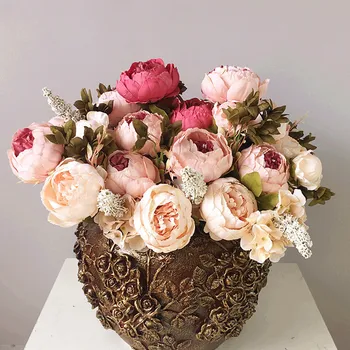 Rosa Peônia Buquê De Flores Em Casa A Festa De Casamento Decoração De Flores Artificiais Artesanato