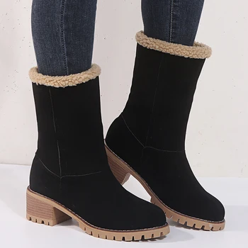 Sapatos das mulheres Botas de Neve de Senhoras Sapatos de Inverno de Moda Rebanho Quentes, Botas, Ankle Boots Curto Bundinha Slip-On, Fora os Sapatos Botas