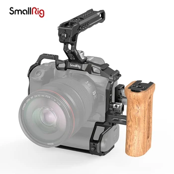 SmallRig Câmera DSLR Gaiola com HDMI e USB-C Grampo do Cabo cabo de Madeira da Gaiola do Equipamento do Kit Para Canon EOS R5 / R6 / R5 C 3707
