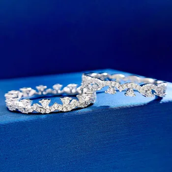 Tendência Nova Linha Diamante Anel de S925 Prata Esterlina de Moissanite Laço Anéis de Mulheres Simples Personalidade Fina Empilhados de Diamante, a Fortuna
