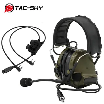 TS-TAC CÉU Tático Fone de ouvido COMTAC III Tiro Fone de ouvido Equipado com RAC PPF Compatível com Adaptador com 2 Baofeng UV5R Interfones